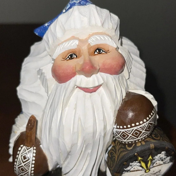 G. DeBREKHT SANTA FIGURINE  WOOD RARE HOLIDAY CARVING Limited Edition Signed 9” - Picture 7 of 14